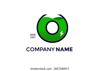 Modern, Bold and Strong illustration logo design initial O shaped like a battery charge.