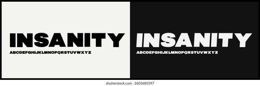 Modern bold vector font. Alphabet minimalist uppercase. Typography urban style for fashion, sport, technology, digital, movie, logo design, vector illustration. Black strong style font