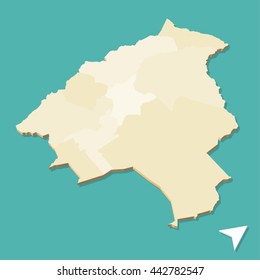 Modern Bolivia Three Dimensional Vector map