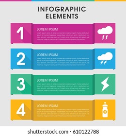 Modern bolt infographic template. infographic design with bolt icons includes thunder, energy drink, flash. can be used for presentation, diagram, annual report, web design. 
