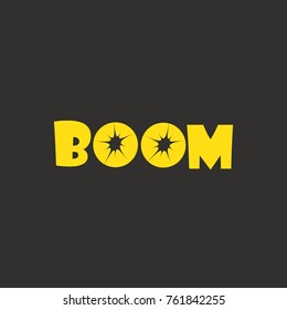 Modern bomb boom explosion logo type design vector