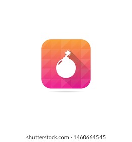 Modern Bomb Icon With Long Shadow