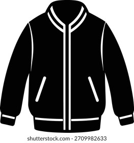 A modern bomber jacket icon, designed for winter, presented clearly on a white background. Simple, stylish outerwear graphic.