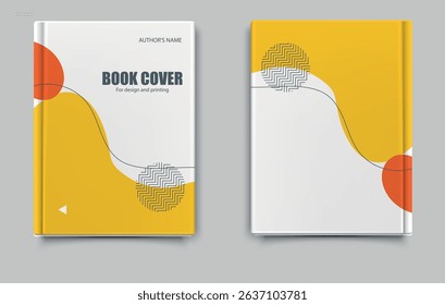Modern Book Cover Mockup. Stylish book cover mockup with a modern abstract design in yellow and orange colors. Ideal for print design, branding, and creative portfolios.
