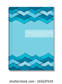 Modern book cover template, abstract sea waves. Vector eps10.