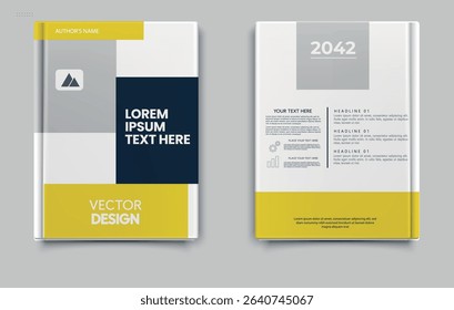 Modern Book Cover Template Design with Yellow and Gray Blocks.