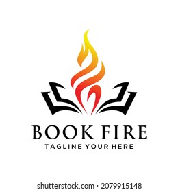 Modern Book Fire Logo Template Design Vector, Emblem, Design Concept, Creative Symbol, Icon