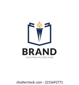 Modern Book Fire Logo Template Design Vector, Emblem, Design Concept, Creative Symbol, Icon