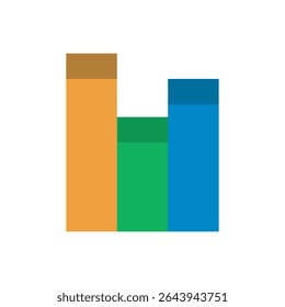 Icono de gráfico de libro moderno. Libros abstractos coloridos que forman el concepto de gráfico de barras de Vertical.