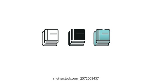 Modern Book Icon Outline Black Silhouette Colorful Gradient Design