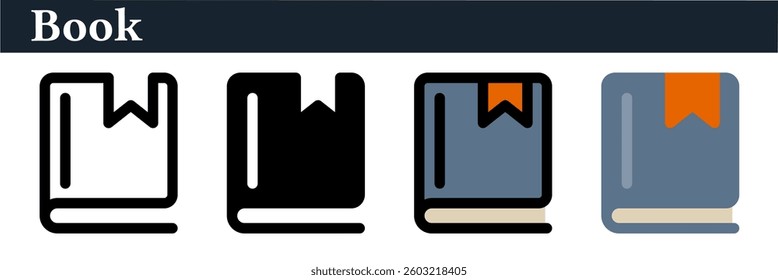 Modern book icon with simple and elegant design. Ideal for educational, knowledge and literature applications.