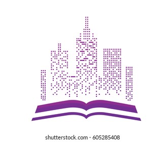 Modern Book Logo - Book And Cityscape