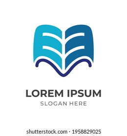 modern book logo design template concept vector with flat blue color style