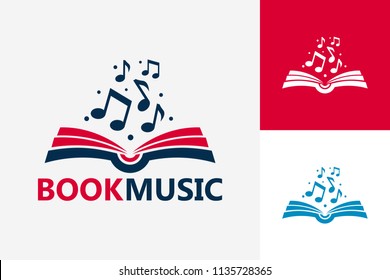 Modern Book Music Logo Template Design Vector, Emblem, Design Concept, Creative Symbol, Icon