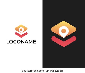 Modern Book, Pin icon logo design template