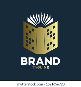 Modern book and real estate logo