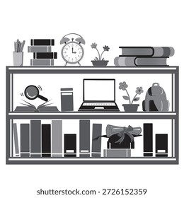 Diseño moderno del Vector del estante del libro para el interior de la Biblioteca casera