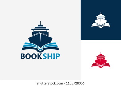 Modern Book Ship Logo Template Design Vector, Emblem, Design Concept, Creative Symbol, Icon