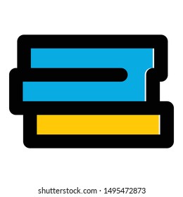 Modern book stack icon. Outline modern book stack vector icon for web design isolated on white background