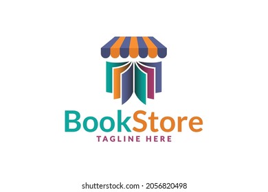 modern book store logo, colorful design vector graphic