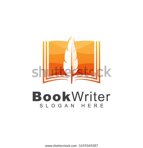 Modern Book Writer Feather Logo Education Stock Vector Royalty Free