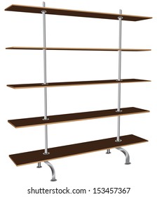 Modern bookcase with five shelves. Vector illustration.