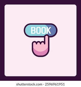 Modern booking icon with finger tapping, symbol for appointment scheduling