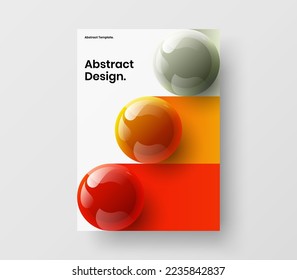 Modern booklet A4 vector design template. Abstract realistic spheres book cover illustration.