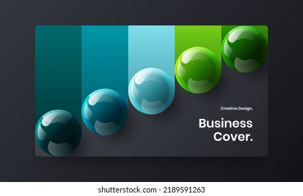 Ilustración moderna de diseño vectorial de folletos. Diseño luminoso de pantalla del sitio de bolas 3D.