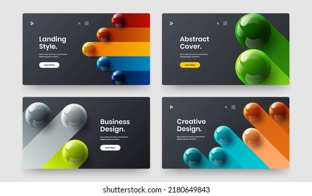 Modern booklet vector design layout composition. Creative realistic balls annual report template collection.