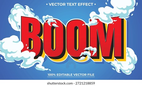 Ilustrador de efectos de estilo de texto editable de Modern Boom, Plantilla de diseño de Vector