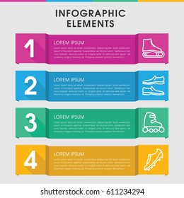 Modern boot infographic template. infographic design with boot icons includes man shoe, skate rollers. can be used for presentation, diagram, annual report, web design. 