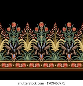 Modern border with floral art deco elements. Vector