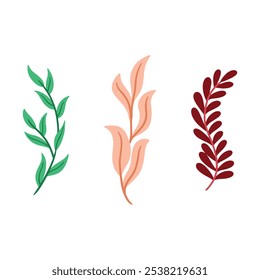 Modern Botanical Art: Colorful Leaf Branch Vector Design