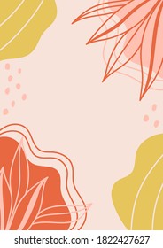 Fondo botánico moderno con espacio para el texto. Plantilla de banner floral. 