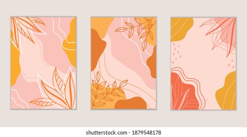 Modern botanical background with space for text. Floral banner template. 