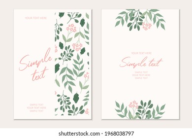 Modern botanical cards templates.Greeting cards template.