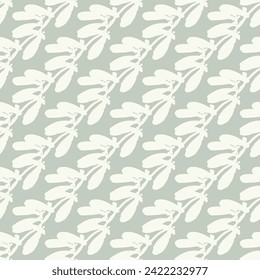 Modern botanical minimal wildflower vector pattern. Summer gender neutral pressed flower silhouette background. Simple nature floral paper cut out wallpaper for wedding, hedgerow decor repeat tile.