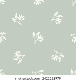 Modern botanical minimal wildflower vector pattern. Summer gender neutral pressed flower silhouette background. Simple nature floral paper cut out wallpaper for wedding, hedgerow decor repeat tile.