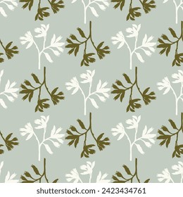 Modern botanical minimal wildflower vector pattern. Summer gender neutral pressed flower silhouette background. Simple nature floral paper cut out wallpaper for wedding, hedgerow decor repeat tile.