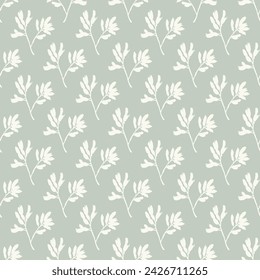 Modern botanical minimal wildflower vector pattern. Summer gender neutral pressed flower silhouette background. Simple nature floral paper cut out wallpaper for wedding, hedgerow decor repeat tile.