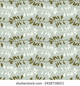 Modernes botanisches minimales Wildblumenvektormuster. Sommer geschlechtsneutral gepresste Blume Silhouette Hintergrund. Einfache Natur Blumenpapier ausgeschnitten Tapete für Hochzeit, Hecke Dekor Repeat Fliese.