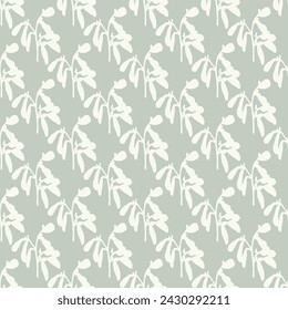 Modern botanical minimal wildflower vector pattern. Summer gender neutral pressed flower silhouette background. Simple nature floral paper cut out wallpaper for wedding, hedgerow decor repeat tile.