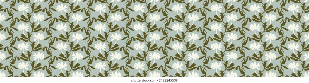 Modern botanical minimal wildflower vector border. Summer gender neutral pressed flower silhouette banner. Simple nature floral paper cut out ribbon for wedding, hedgerow decor repeat tile.
