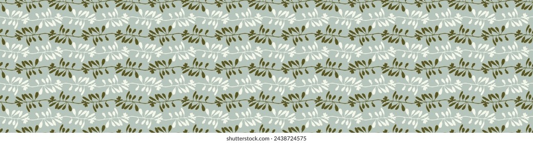 Modern botanical minimal wildflower vector border. Summer gender neutral pressed flower silhouette banner. Simple nature floral paper cut out ribbon for wedding, hedgerow decor repeat tile.