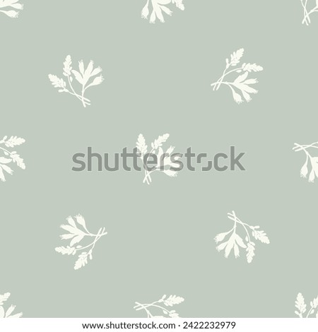 Modern botanical minimal wildflower vector pattern. Summer gender neutral pressed flower silhouette background. Simple nature floral paper cut out wallpaper for wedding, hedgerow decor repeat tile.