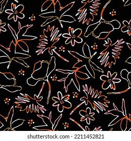 Modern botanical Plants and leaves Silhouette trendy seamless pattern vector Illustration,Design for fashion , fabric, textile, wallpaper, cover, web , wrapping and all prints 