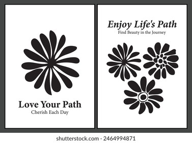 Modern botanical poster collection. Hand-drawn flowers and leaves clip art for modern decor.