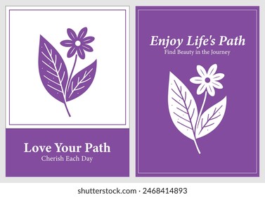 Modern botanical poster collection with shapes in neutral purple color. Wallpaper design for home decor

