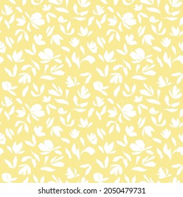 Modern botanical seamless vector pattern. Hand drawn floral illustration. Vintage wallpaper with flowers, buds and leaves. Template for cards, textile, stationery, package, and any surface design